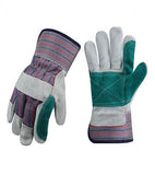 3 Pairs Cow Split Green Double Palm Gloves