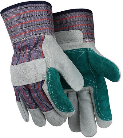 3 Pairs Cow Split Green Double Palm Gloves
